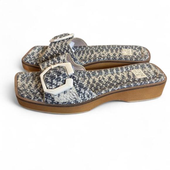 Y2K VINTAGE 2000'S CHUNKY WOODEN BUCKLE SANDALS 7.5 - Picture 3 of 7